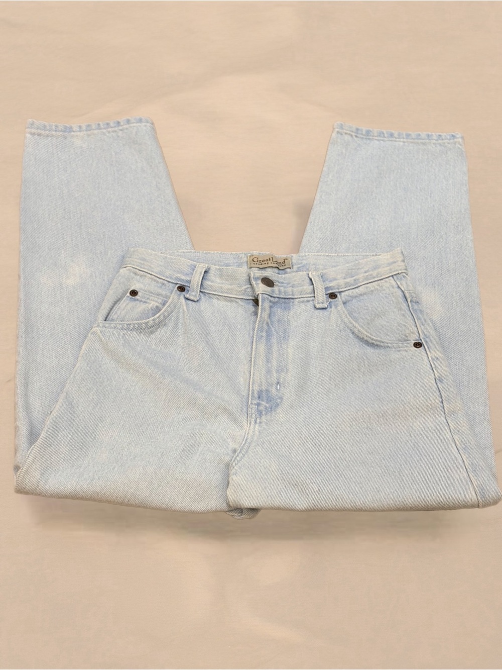 Vtg 1980s Great Land Straight High Rise Mom Jeans in Light Wash Sz 14R EUC Retro